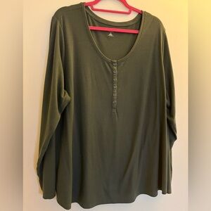 ANA Olive Soft Ribbed Henley